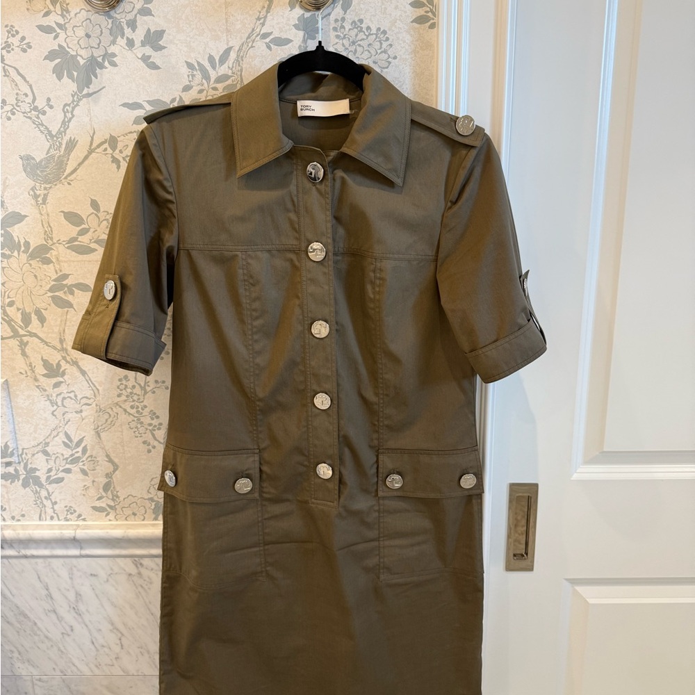 Tory Burch Olive Shirt Dress with Buttons — Size 0 (fits like 2-4)